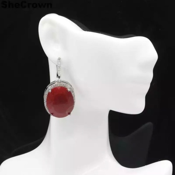 Jewelry - 🔥🔥MASSIVE NEW GENUINE RUBY EARRING SET🔥🔥